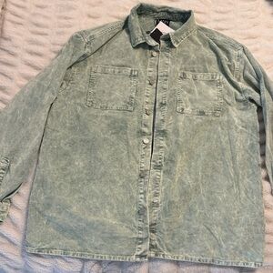 BoohooMAN sage courdory overshirt size L NWT